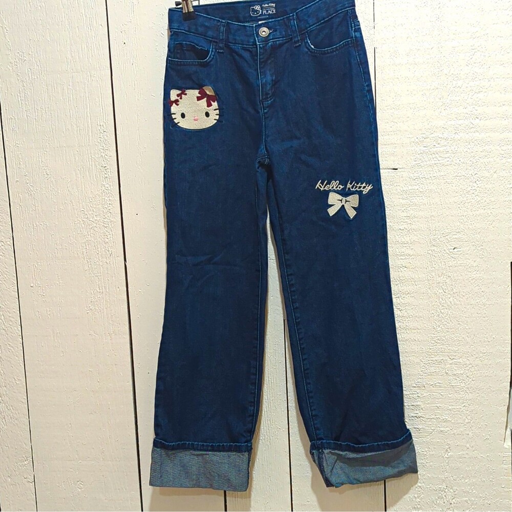 The Children's Place Hello Kitty Girls Size 12 Blue Dark Wash Straight Jeans